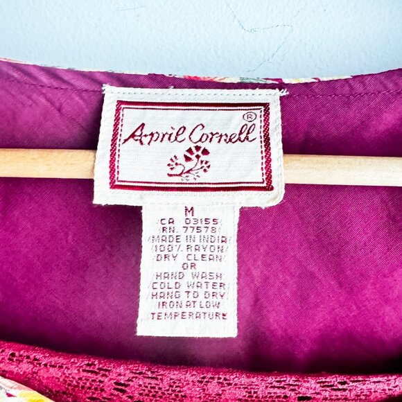 April Cornell Colourful Bias Cut Floral Dress M - Picture 6 of 8